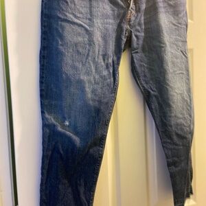 Levi's Blue Cropped Ankle Jeans with Faded Distress